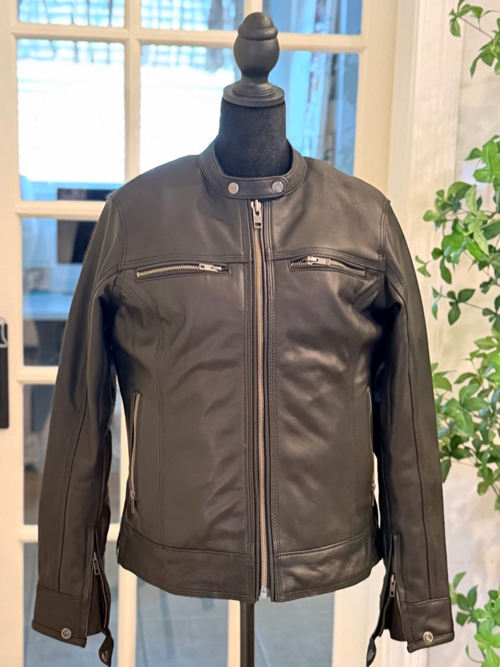 Classic Black Leather Moto Jacket